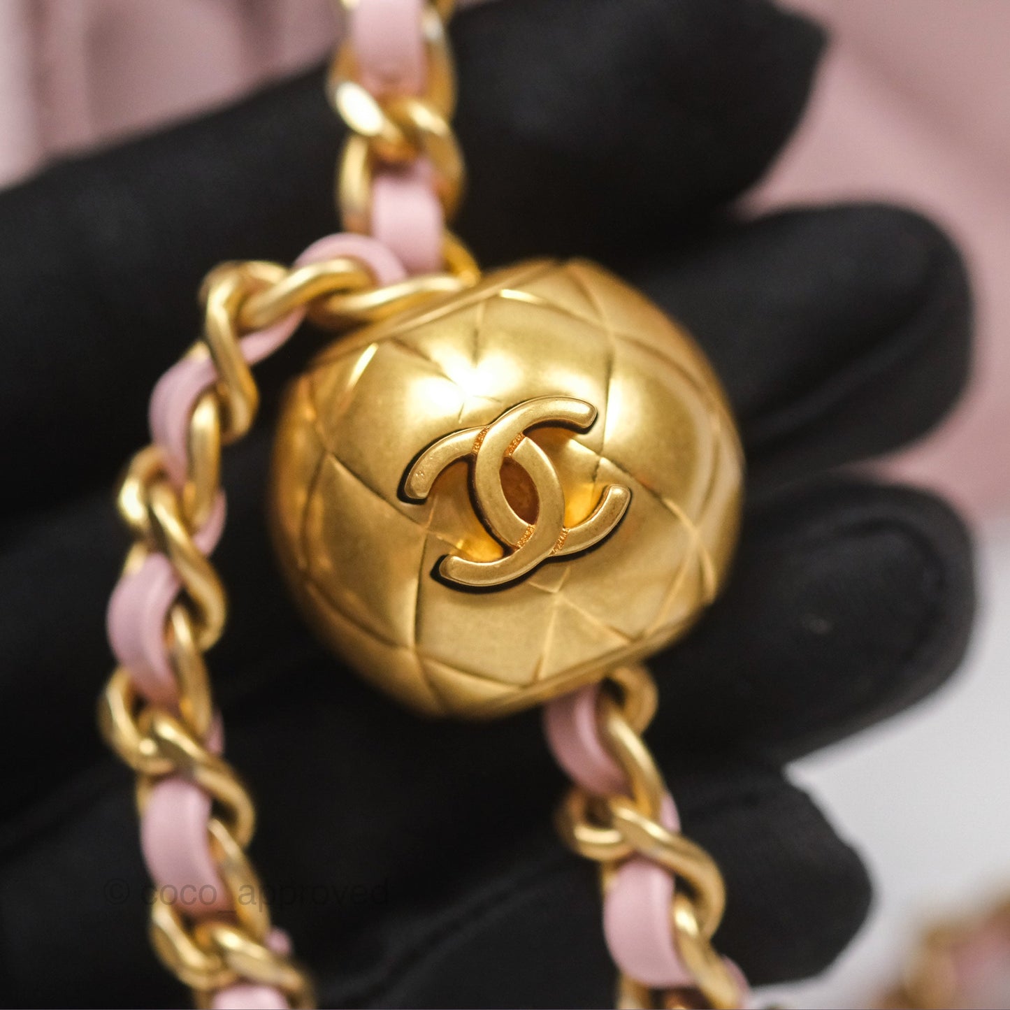 Chanel Pearl Crush Mini Square Quilted Light Pink Lambskin Aged Gold Hardware