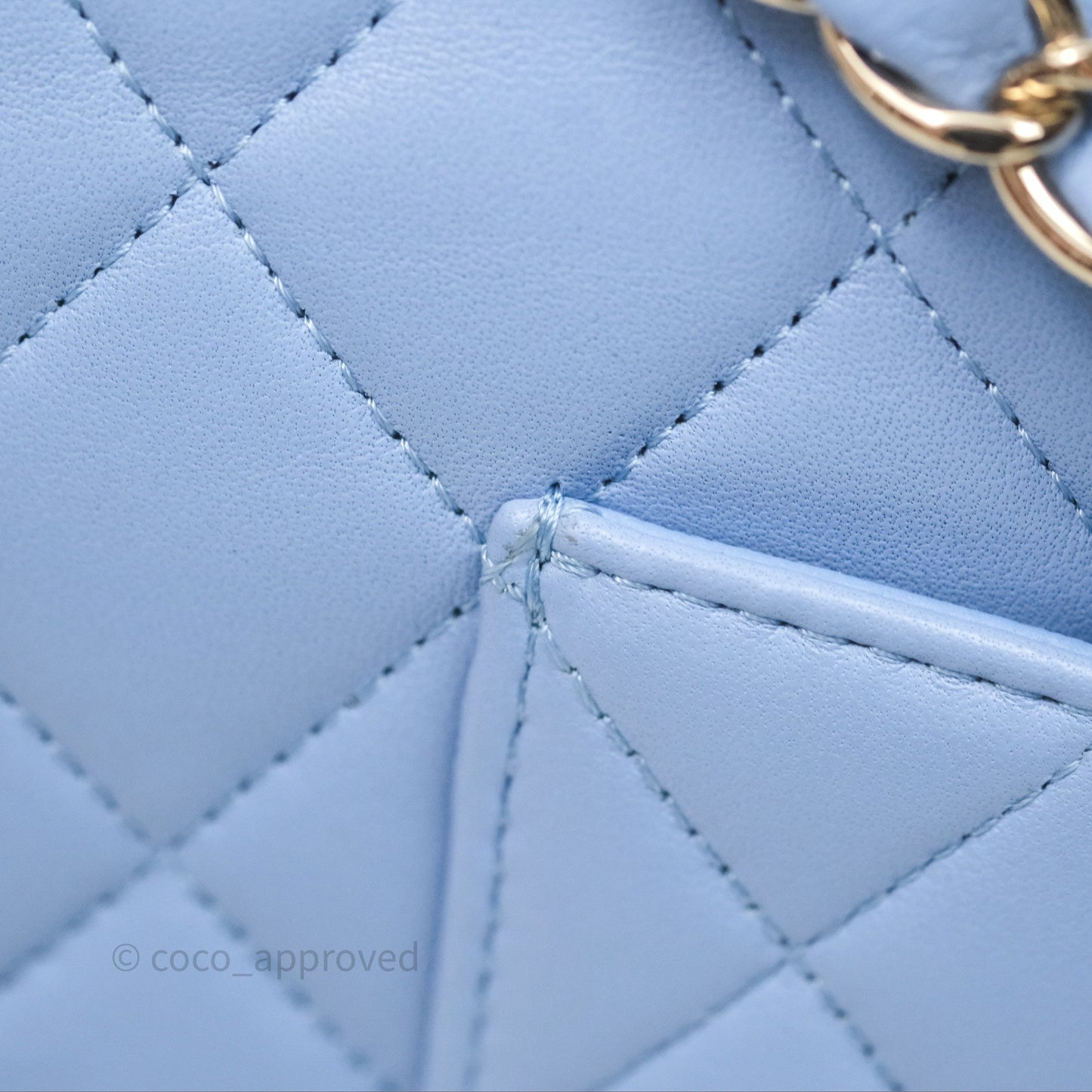 Chanel Classic M/L Medium Flap Quilted Sky Blue Lambskin Gold Hardware