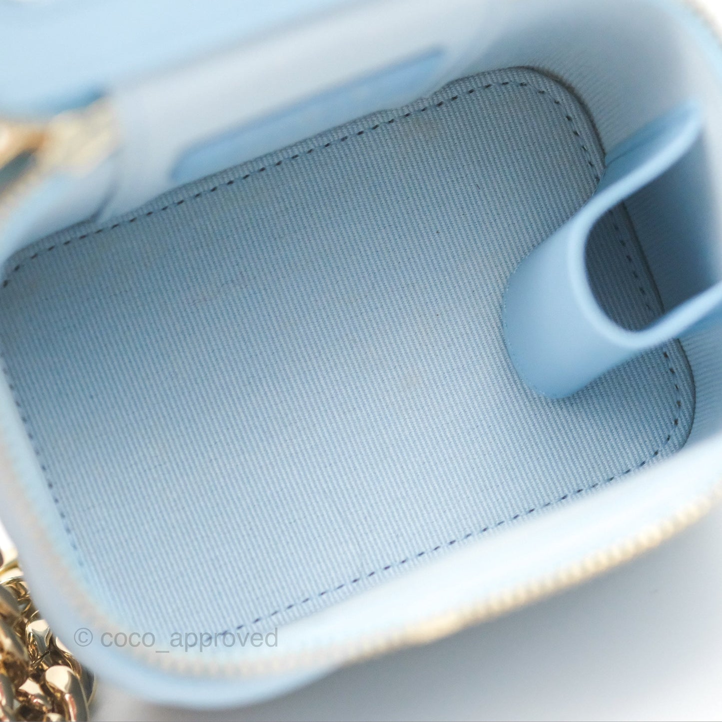 Chanel Mini Vanity Coco Chain Blue Lambskin Gold Hardware