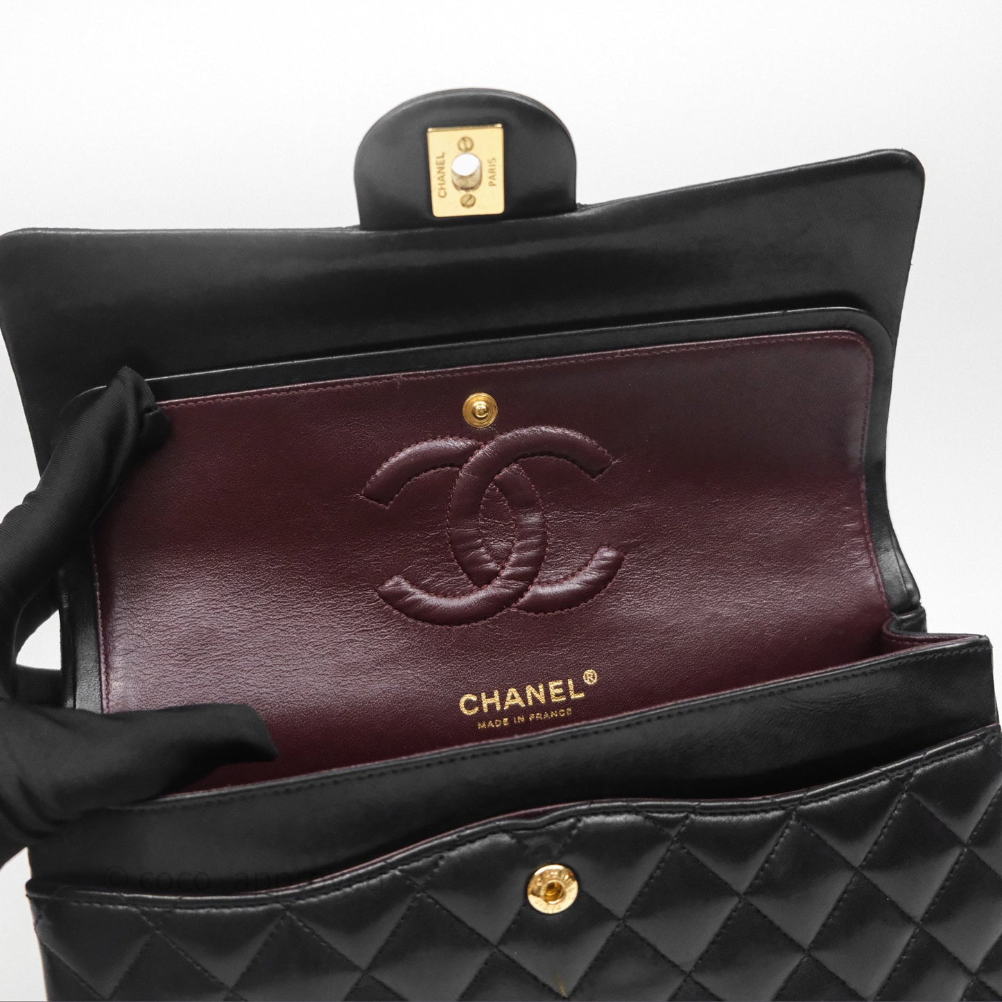 Chanel Classic M/L Medium Flap Quilted Black Lambskin Gold Hardware