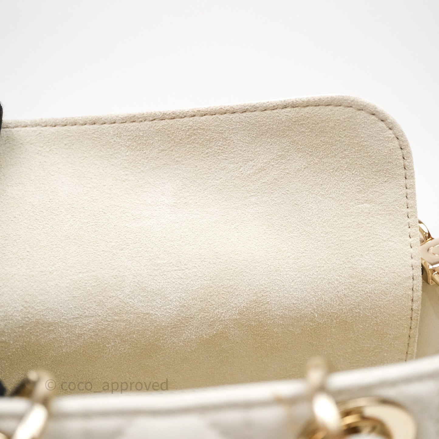 Christian Dior Micro Lady D-Joy Bag Latte Cannage Lambskin Gold Hardware