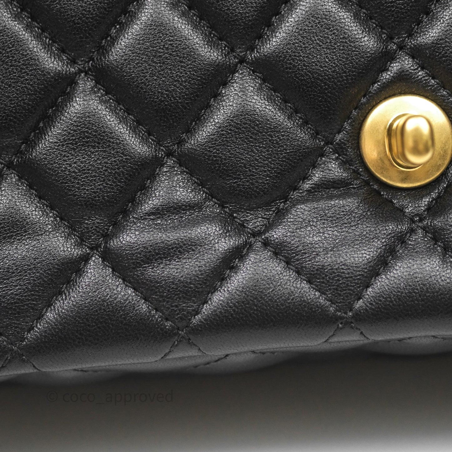 Chanel Logo Top Handle Small Flap Bag Black Lambskin Gold Hardware 24C