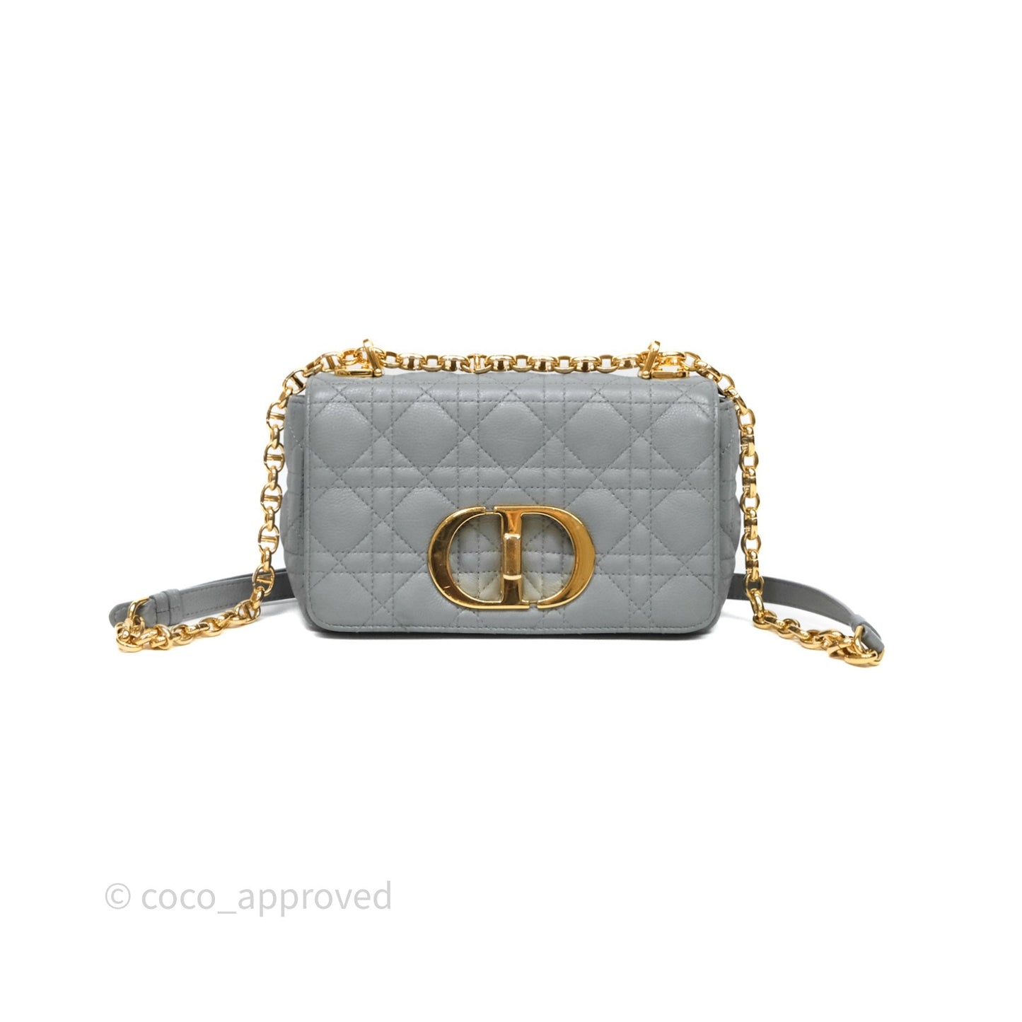 Christian Dior Small Caro Bag Stone Gray Supple Cannage Calfskin