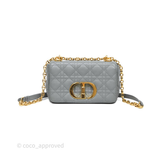 Christian Dior Small Caro Bag Stone Gray Supple Cannage Calfskin