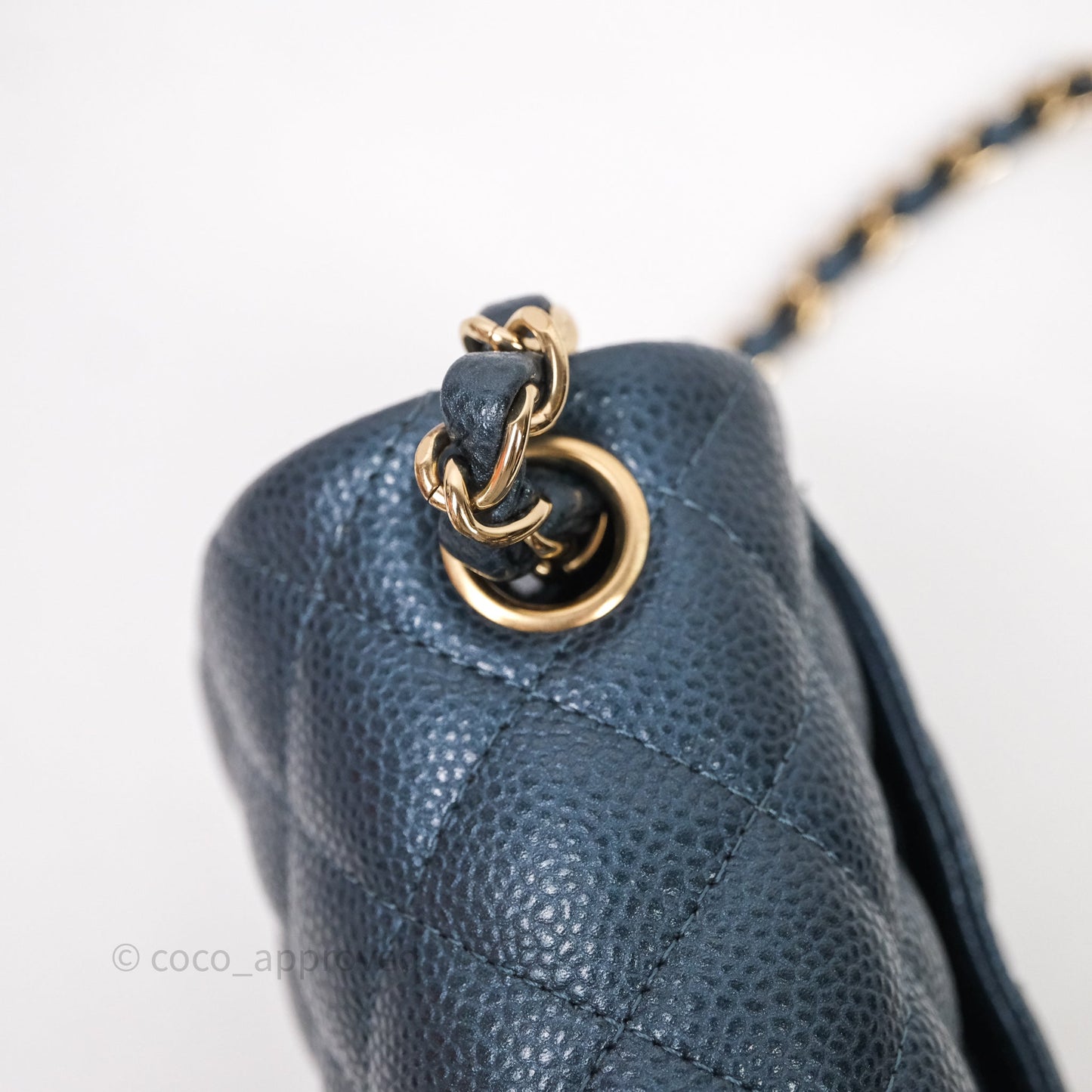 Chanel Quilted Mini Square Iridescent Navy Caviar Gold Hardware