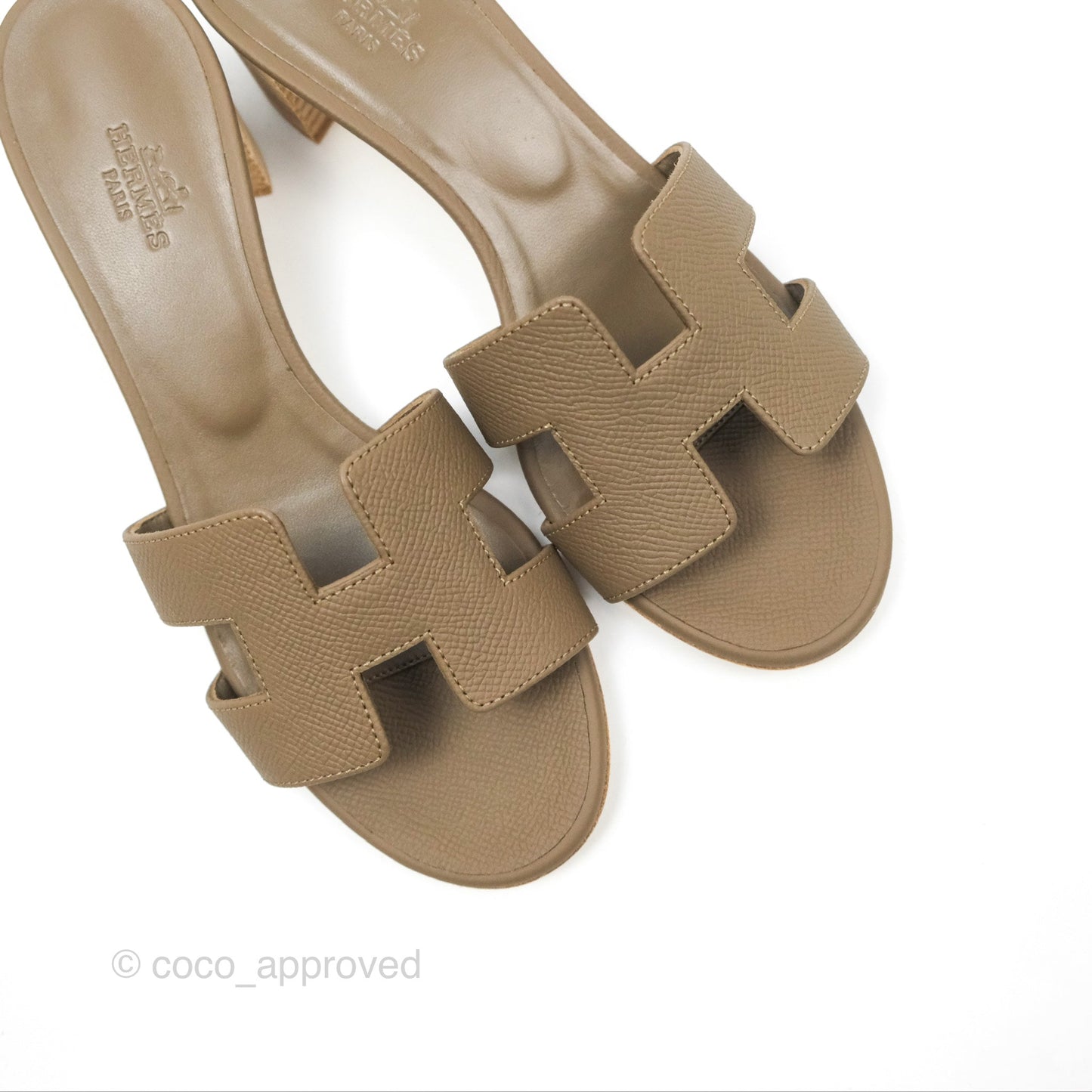 Hermès Oasis Sandals in Etoupe Epsom Size 37