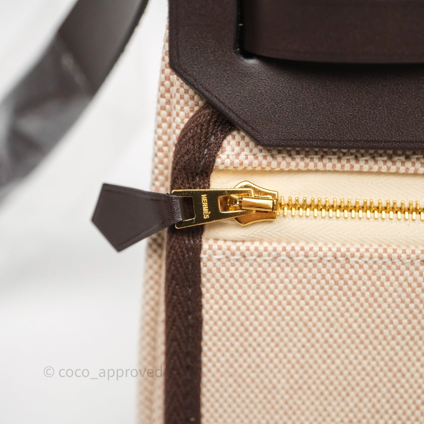 Hermès Herbag Zip 20 Mini Ecru Beige 14/ Ebene 46 Canvas Gold Hardware