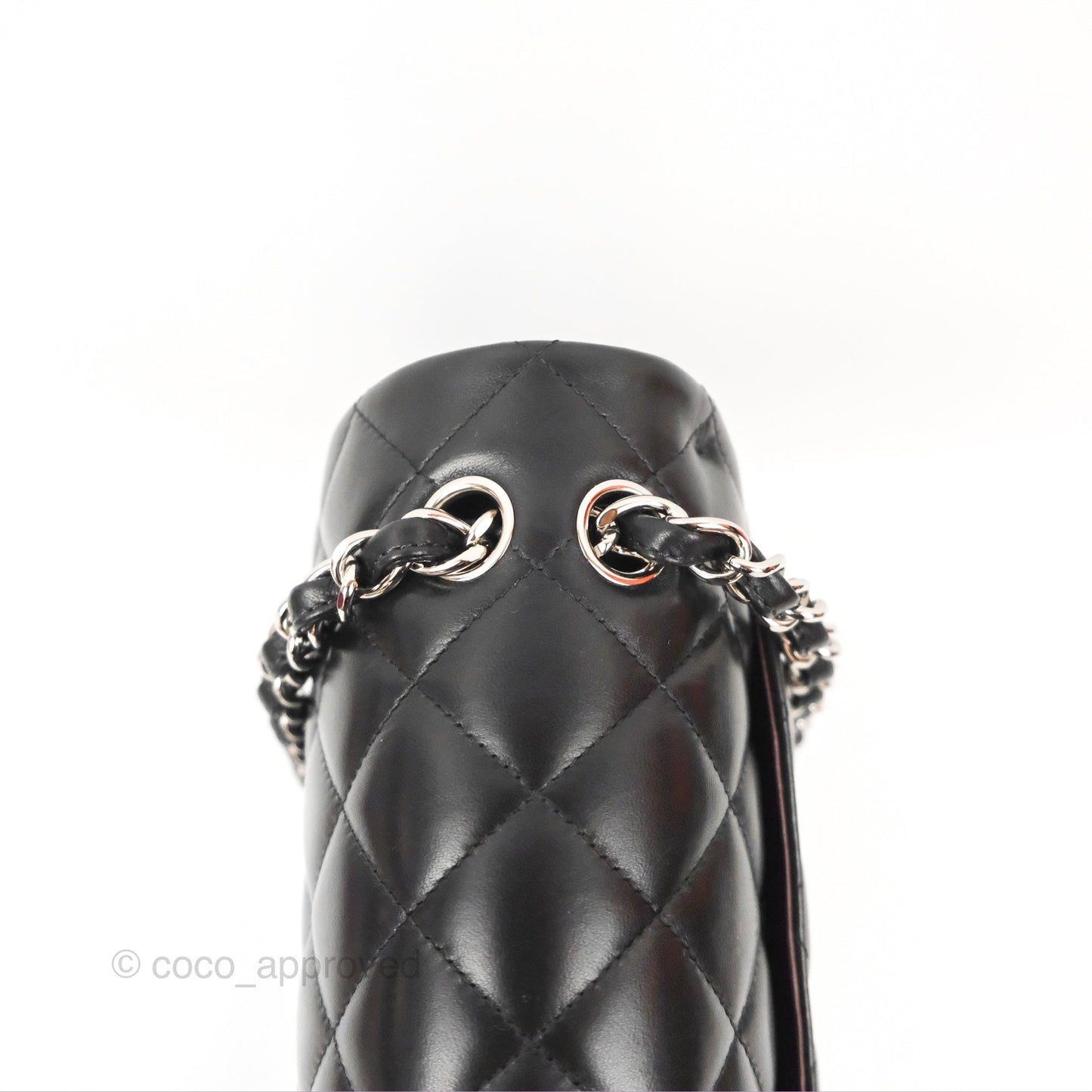 Chanel Quilted Maxi Double Flap Black Lambskin Silver Hardware