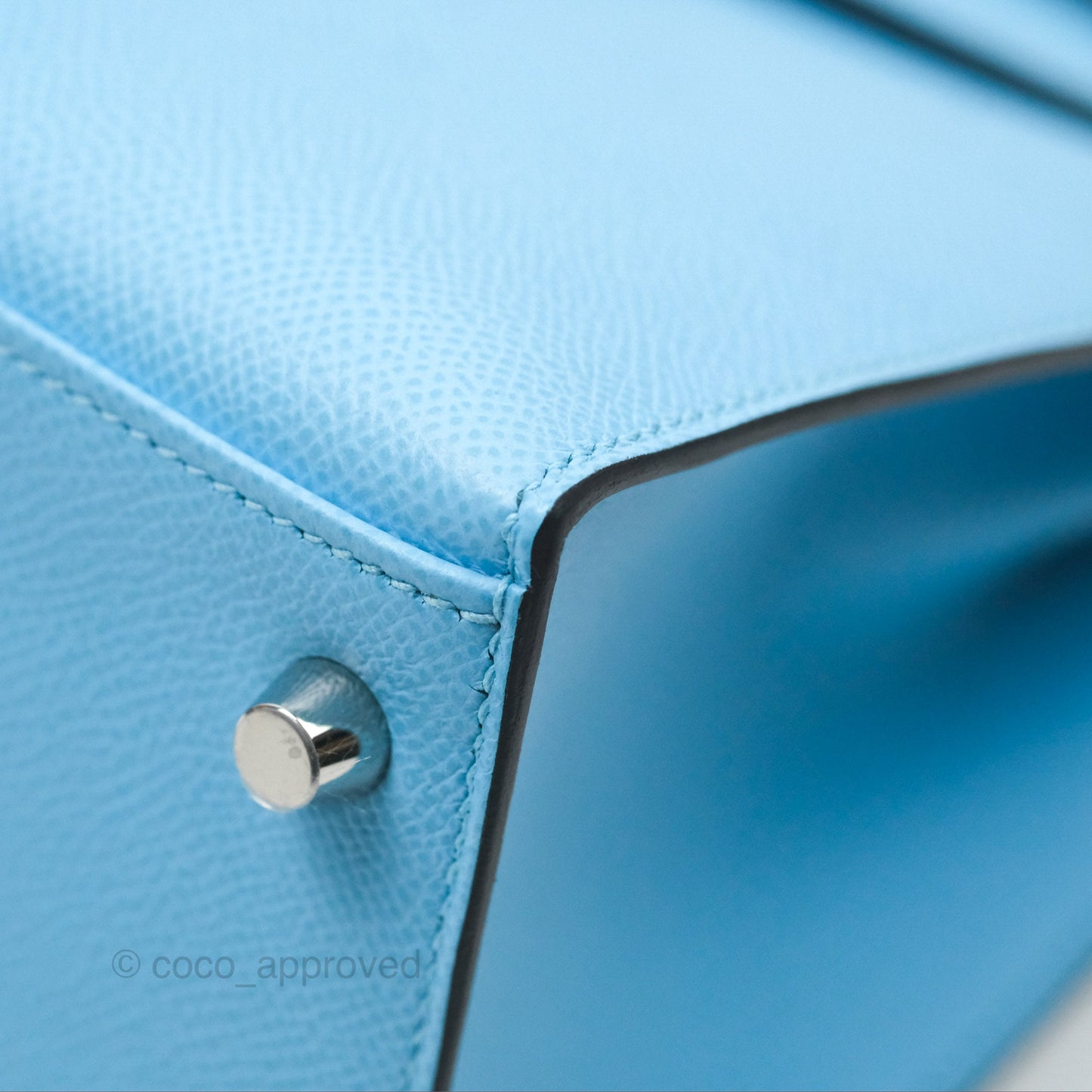 Hermès Sellier Kelly 28 Celeste 7N Epsom Palladium Hardware