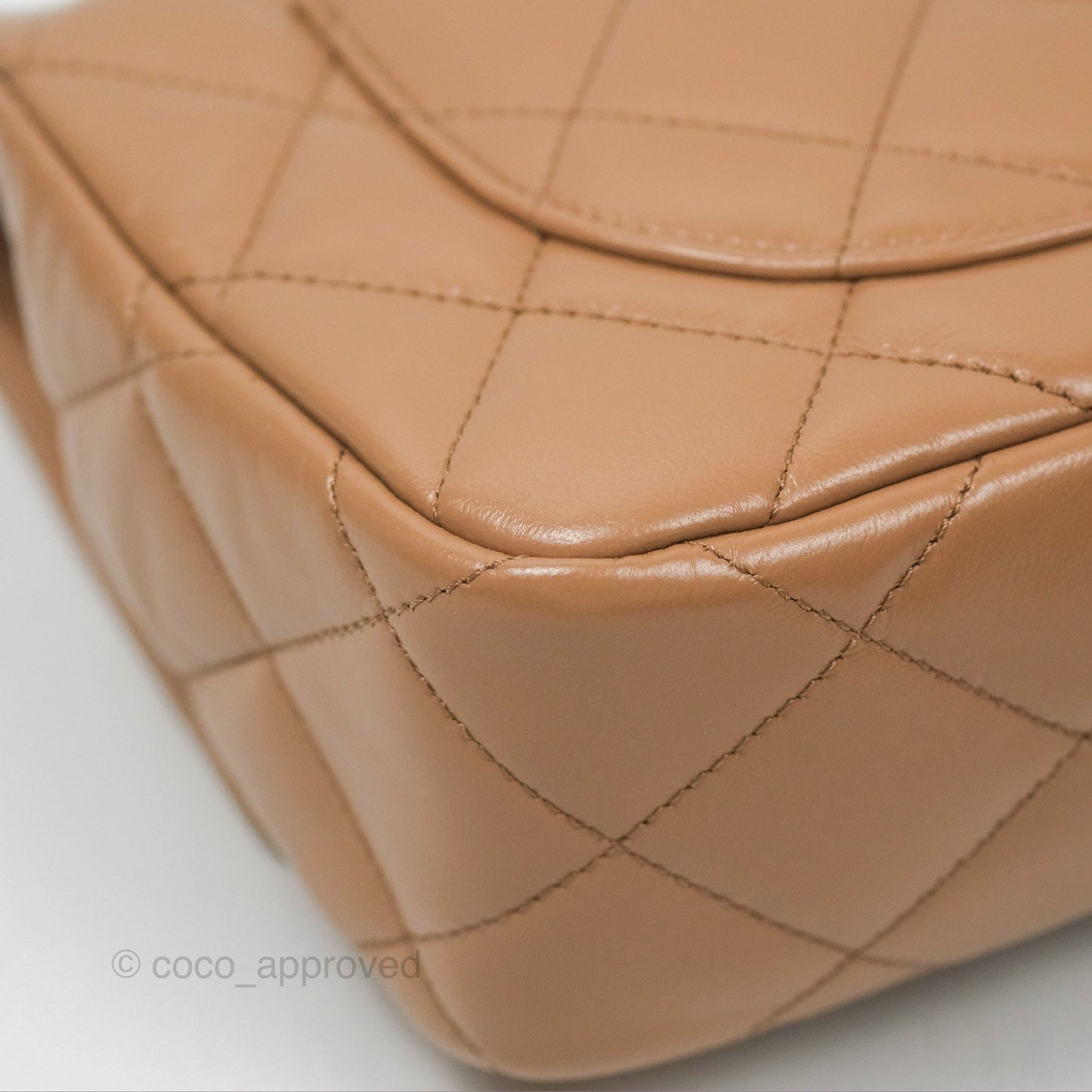 Chanel Top Handle Flap Bag Beige Shiny Lambskin Gold Hardware 23A