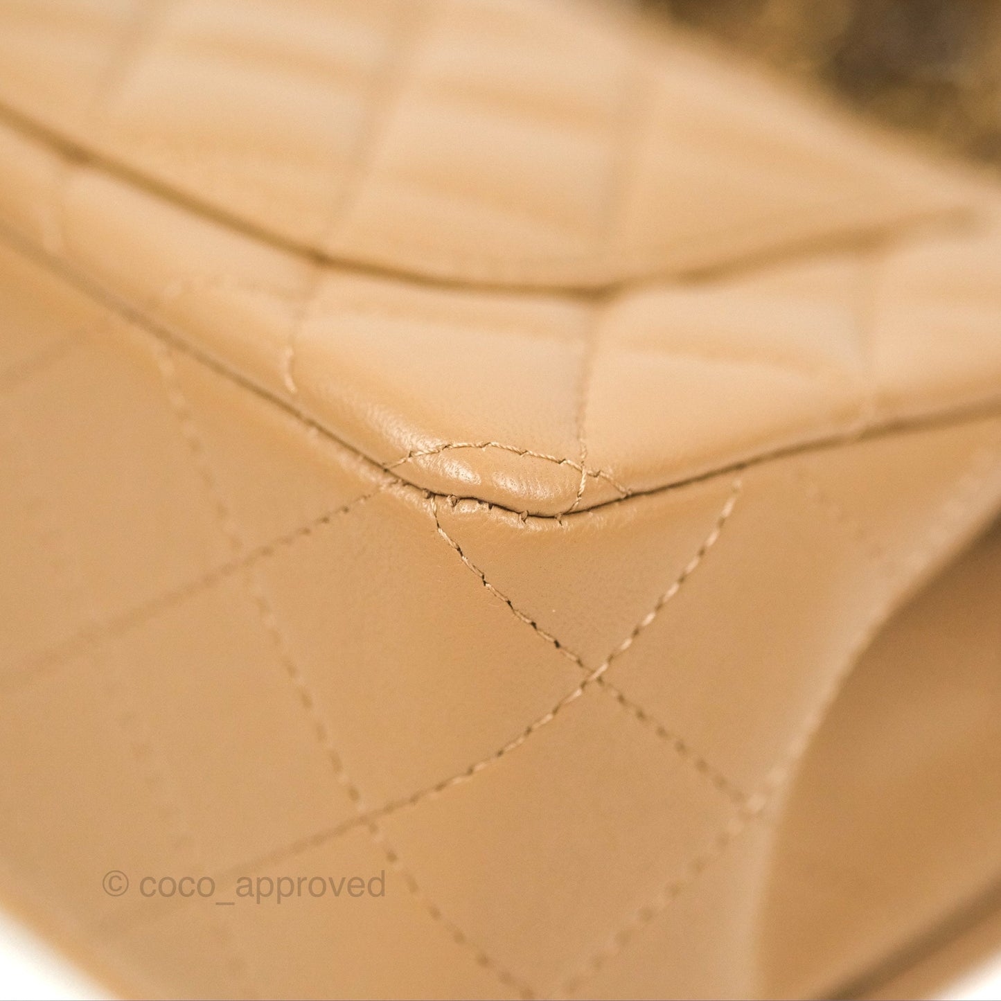 Chanel Top Handle Mini Rectangular Flap Bag Beige Lambskin Aged Gold Hardware