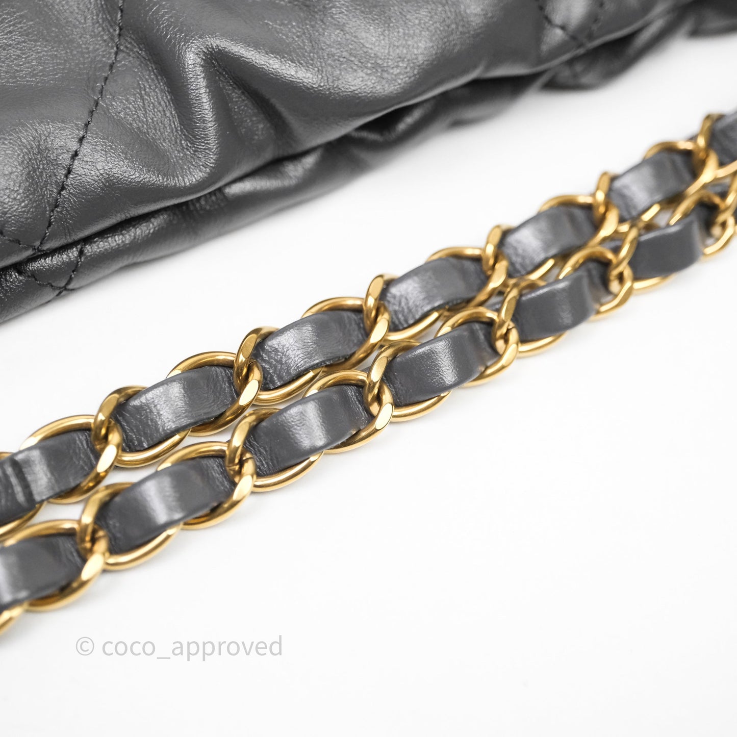 Chanel 22 Bag Medium Dark Grey Calfskin Gold Hardware