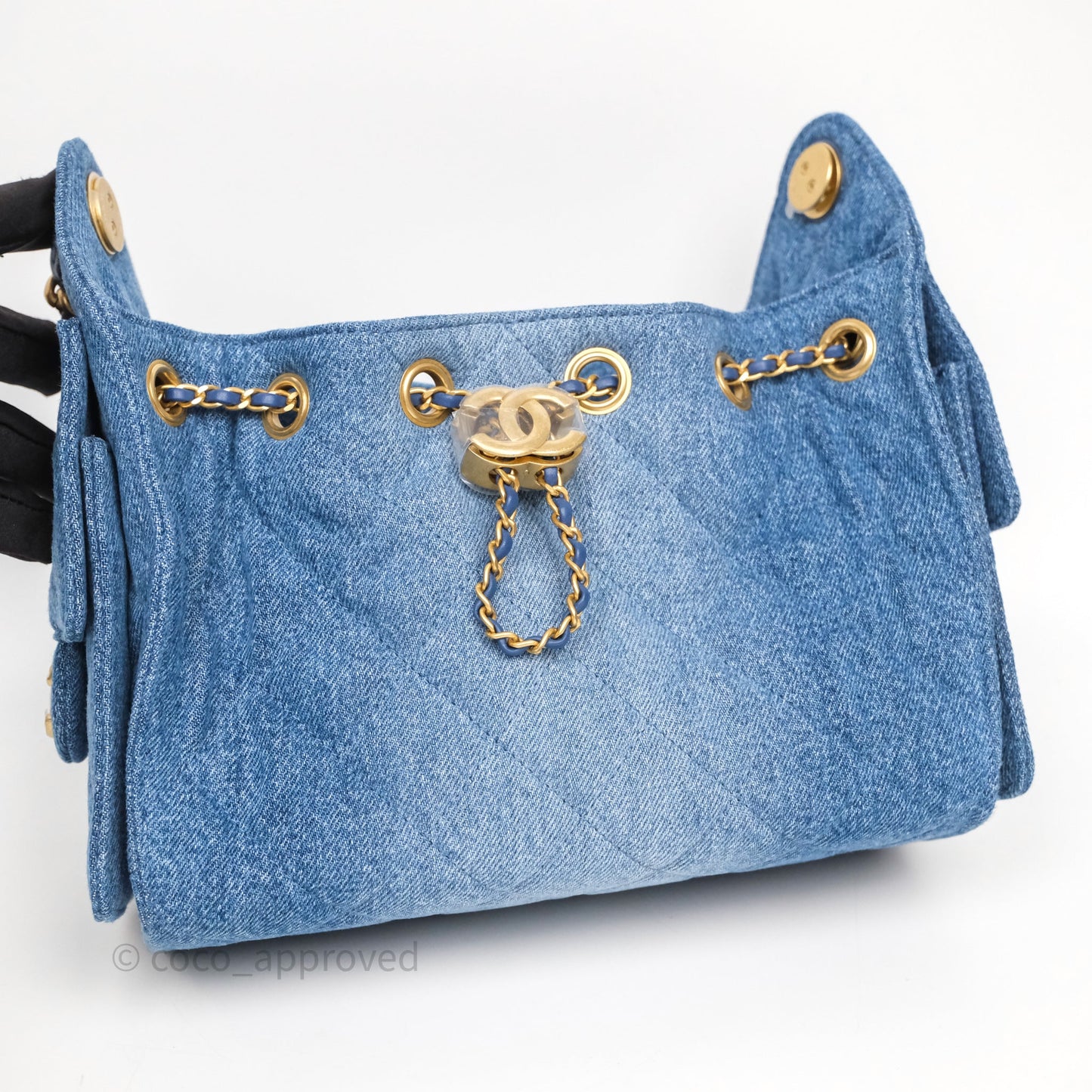 Chanel 25 Mini Washed Denim Aged Gold Hardware