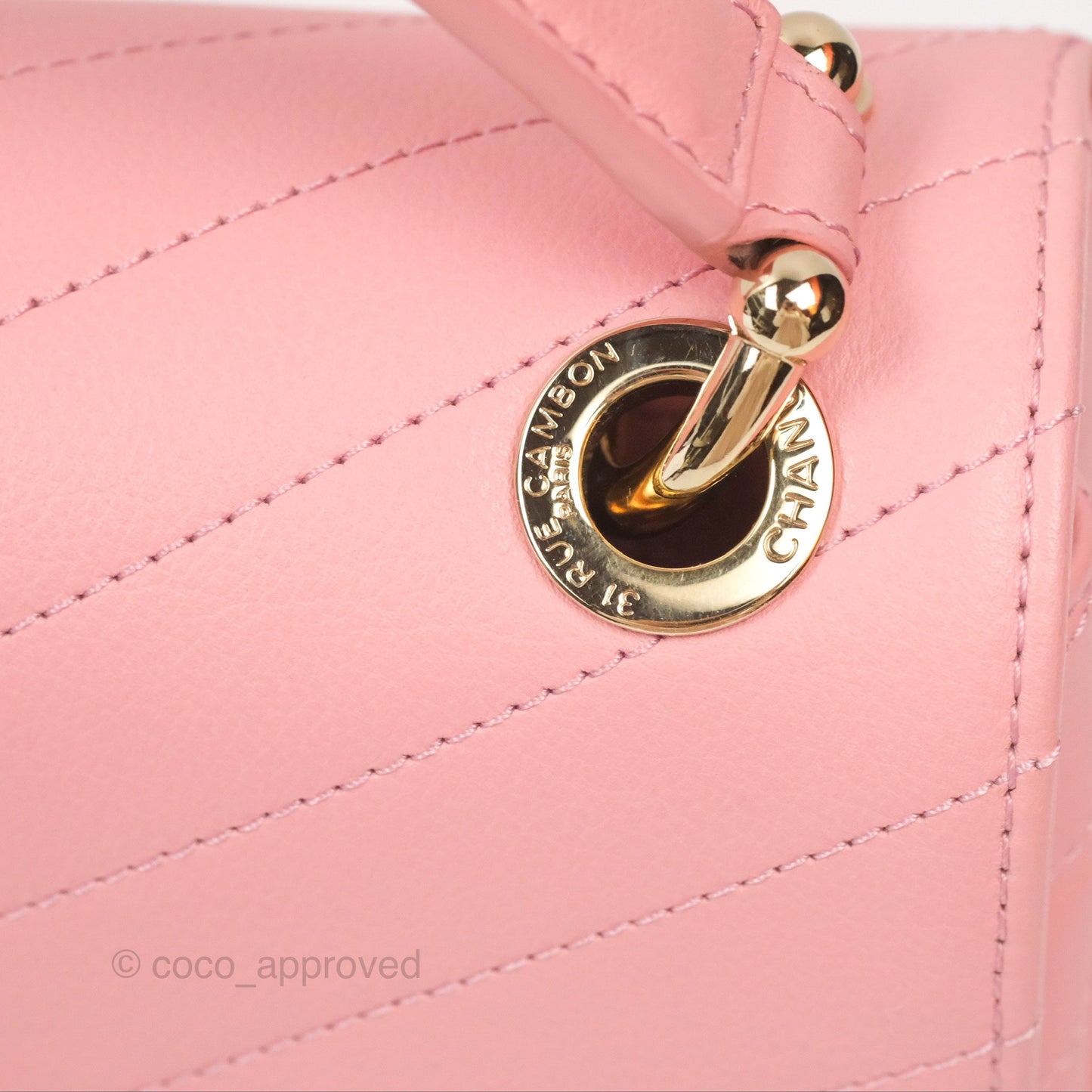 Chanel Small Chevron Chic Top Handle Flap Pink Grained Calfskin Gold Hardware