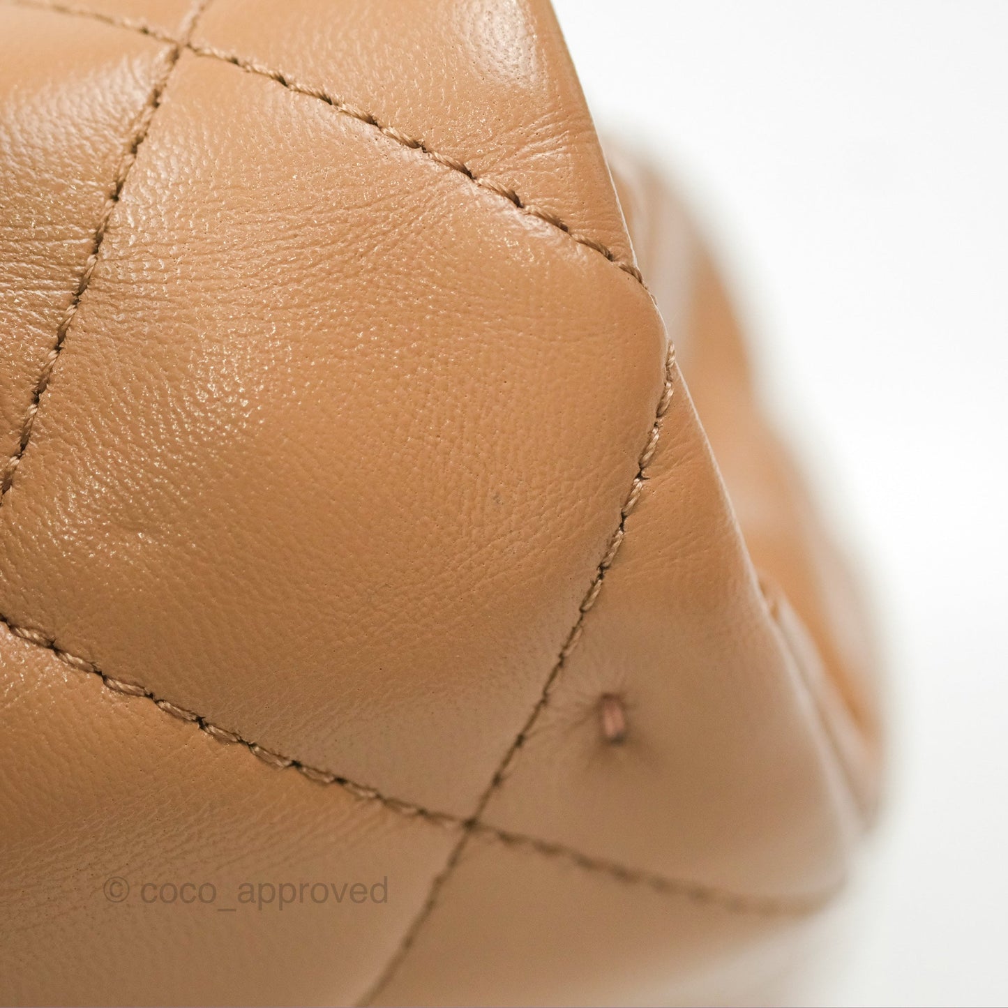 Chanel Top Handle Flap Bag Beige Shiny Lambskin Gold Hardware 23A