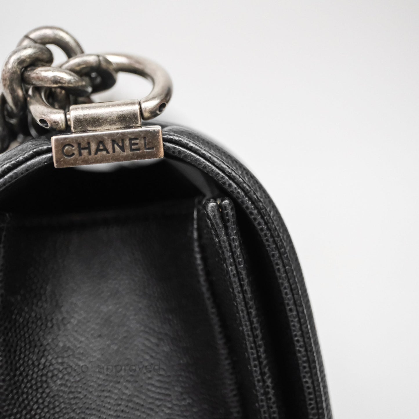 Chanel Quilted Medium Boy Black Caviar Ruthenium Hardware