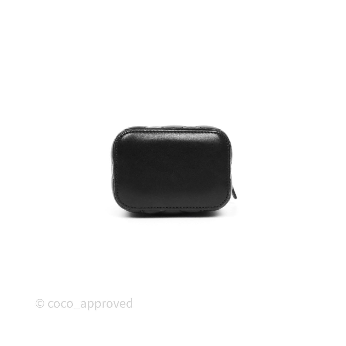 Chanel Quilted Pearl Crush Mini Vanity With Chain Black Lambskin Aged Gold Hardware