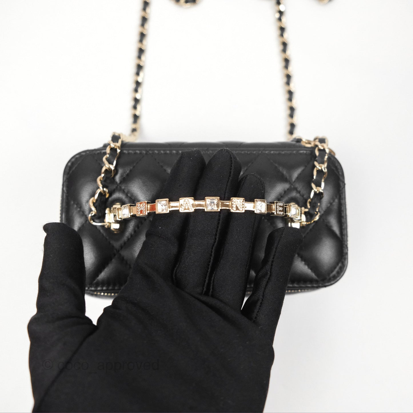 Chanel Vanity Rectangular Top Handle Black Lambskin Gold Hardware