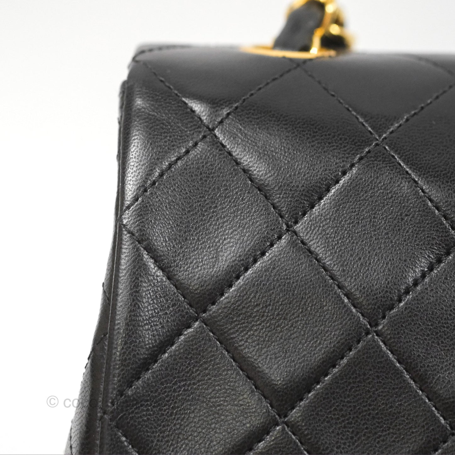 Chanel Vintage Square Flap Bag Black Lambskin 24K Gold Hardware