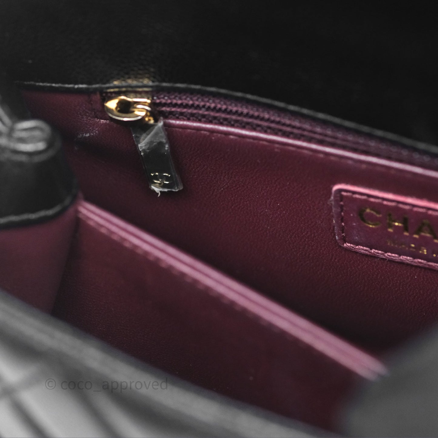 Chanel Small Coco Handle Quilted Black Caviar Gold Hardware