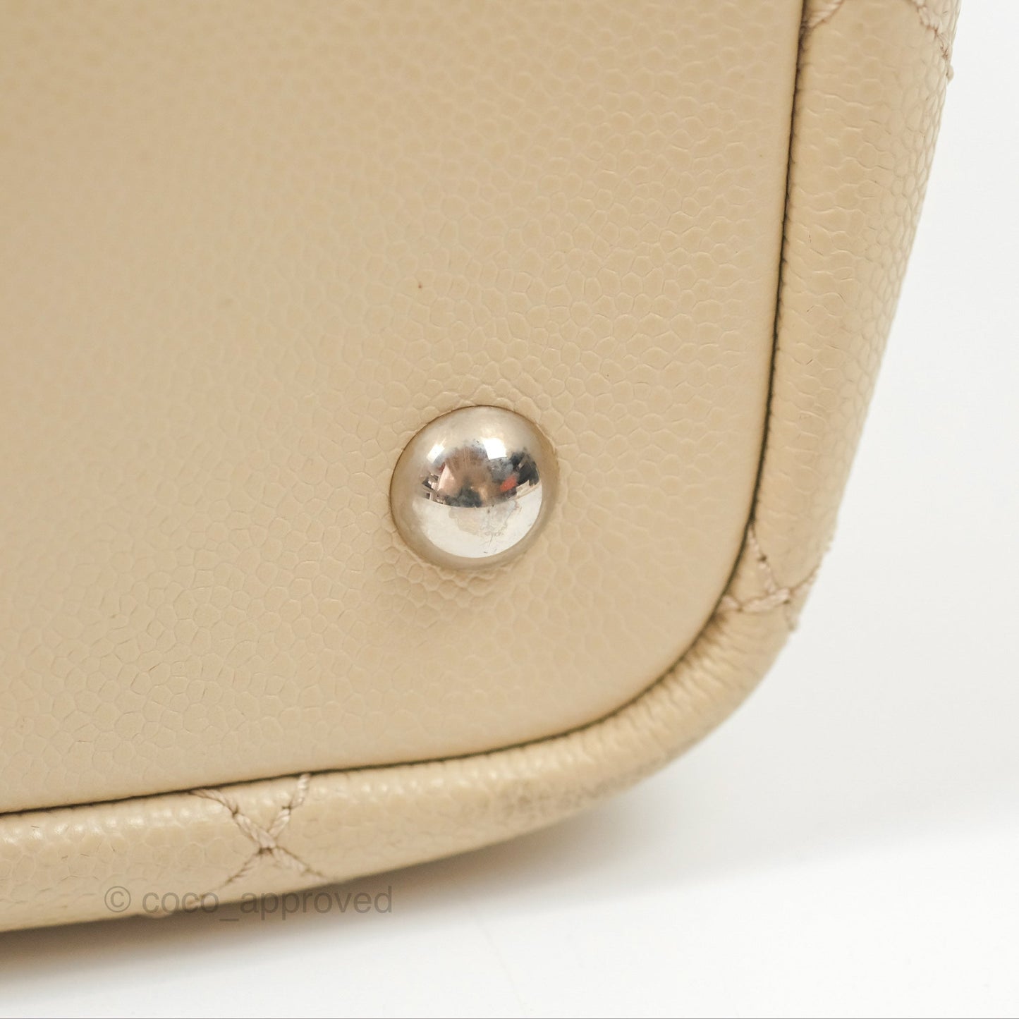 Chanel Large Fever Shopping Tote Quilted Beige Black Caviar