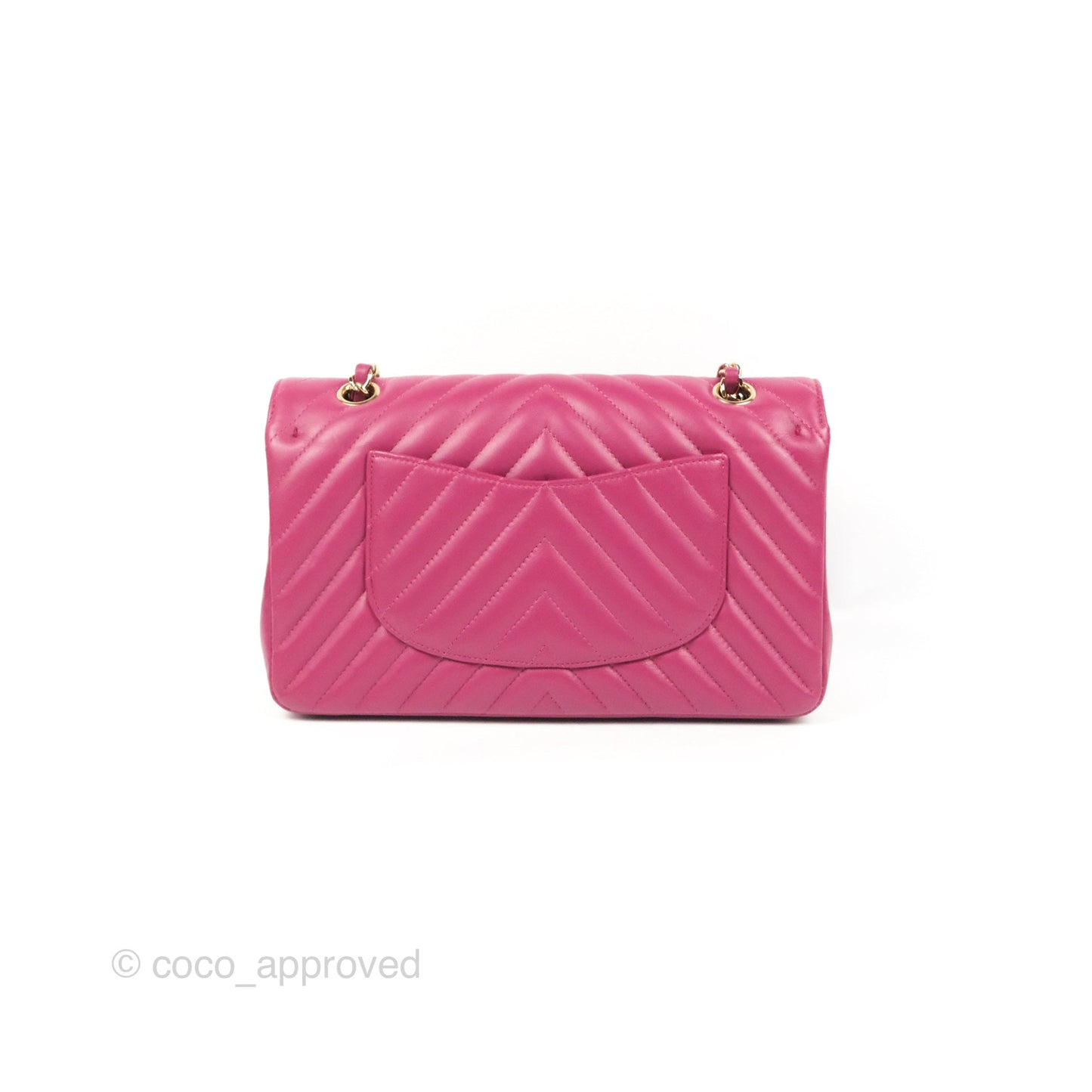Chanel Medium Classic Flap Chevron Plum Pink Lambskin Gold Hardware