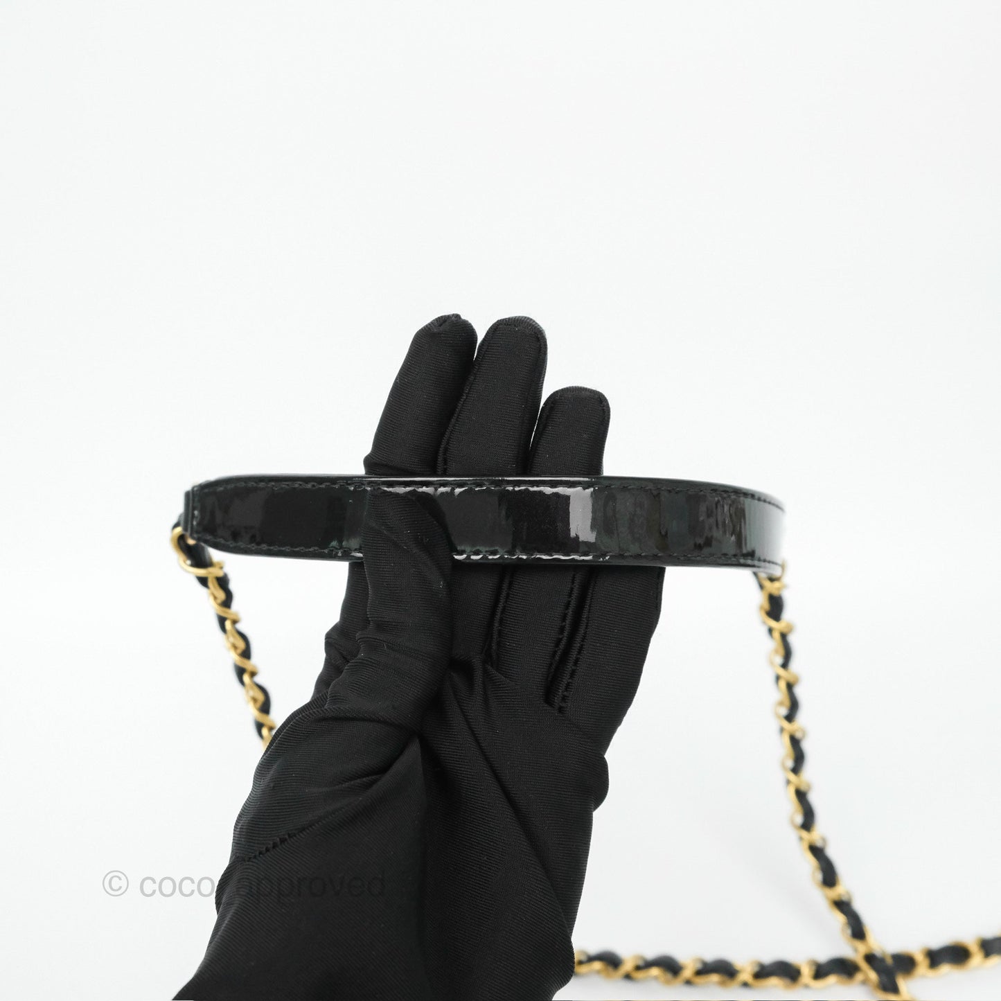 Chanel Mini School Memory Top Handle Flap Black Patent 22K