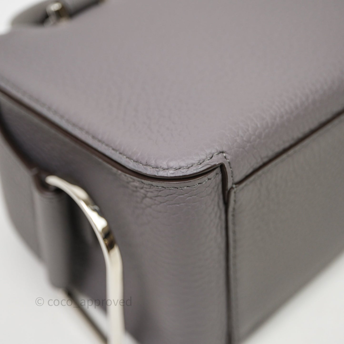 Delvaux Cool Box Mini Taurillon Soft Grained Grey Calfskin Silver Hardware