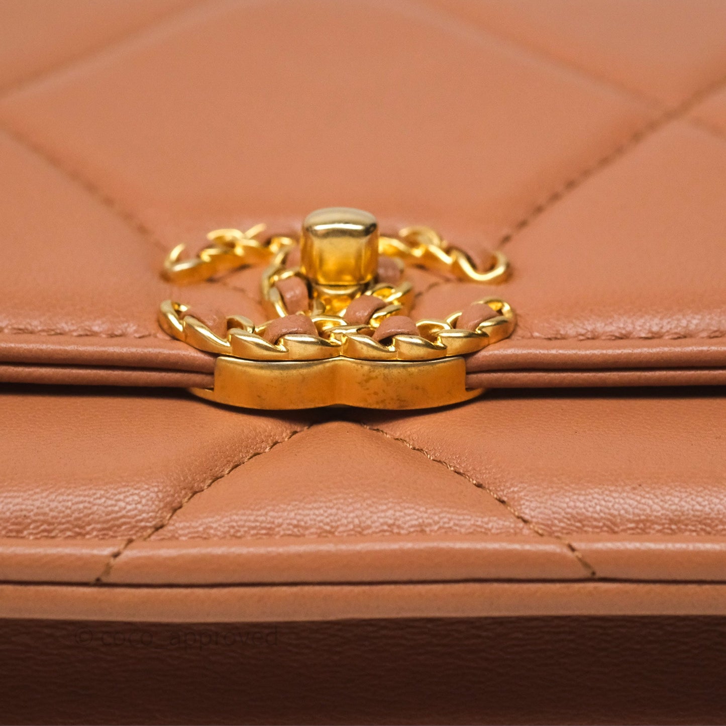 Chanel 19 Wallet on Chain WOC Dark Beige Caramel Lambskin Mixed Hardware