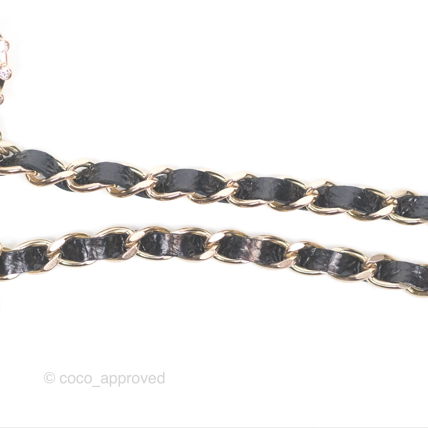 Chanel Crystal CC Resin Necklace Choker Lambskin Gold Hardware 21A