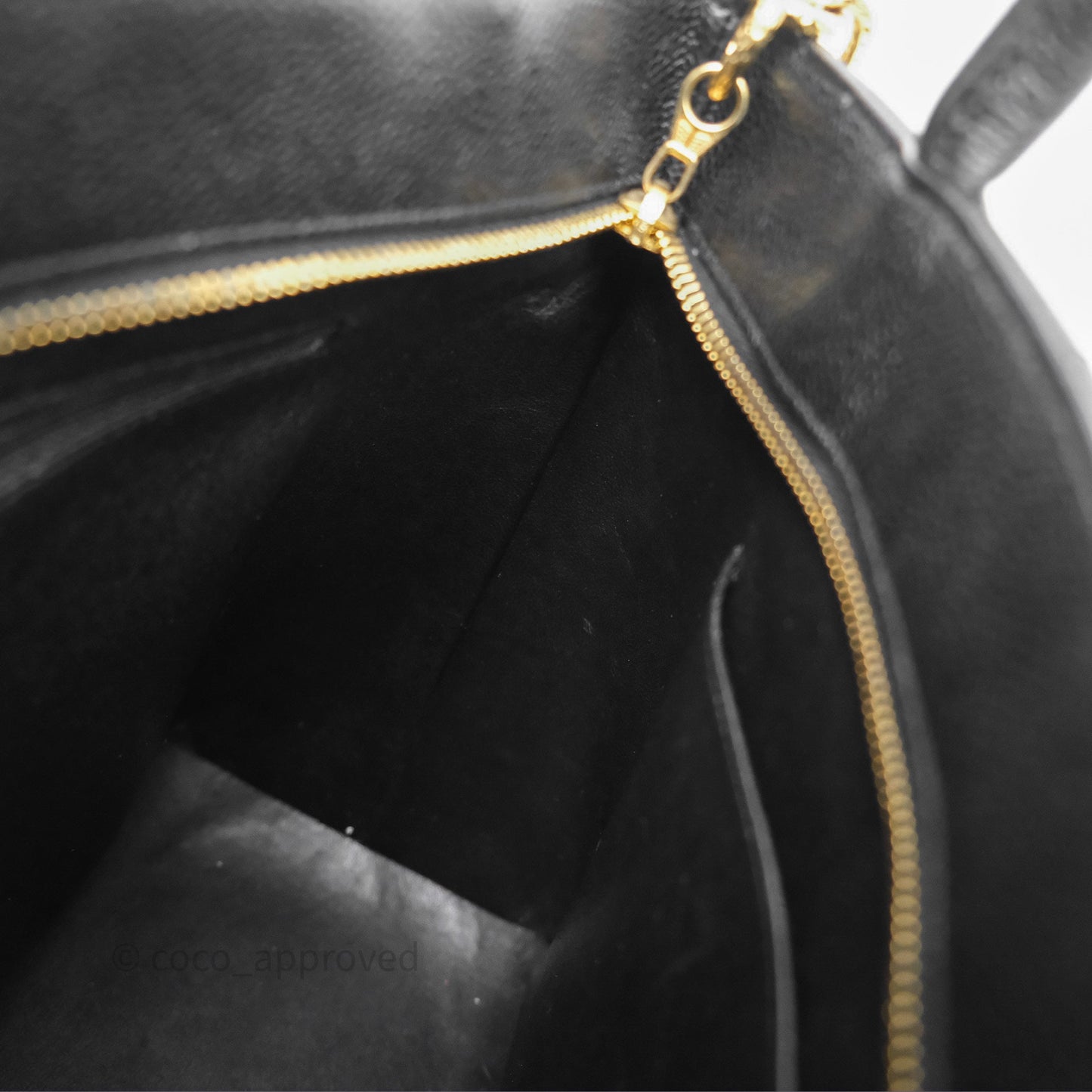Chanel Vintage Medallion CC Black Caviar Tote Bag Gold Hardware