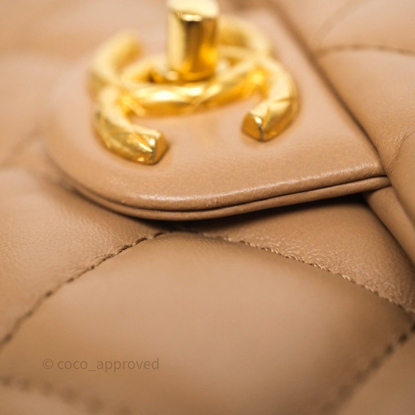 Chanel Medium All Slide Adjustable Chain Flap Bag Beige Lambskin Aged Gold Hardware