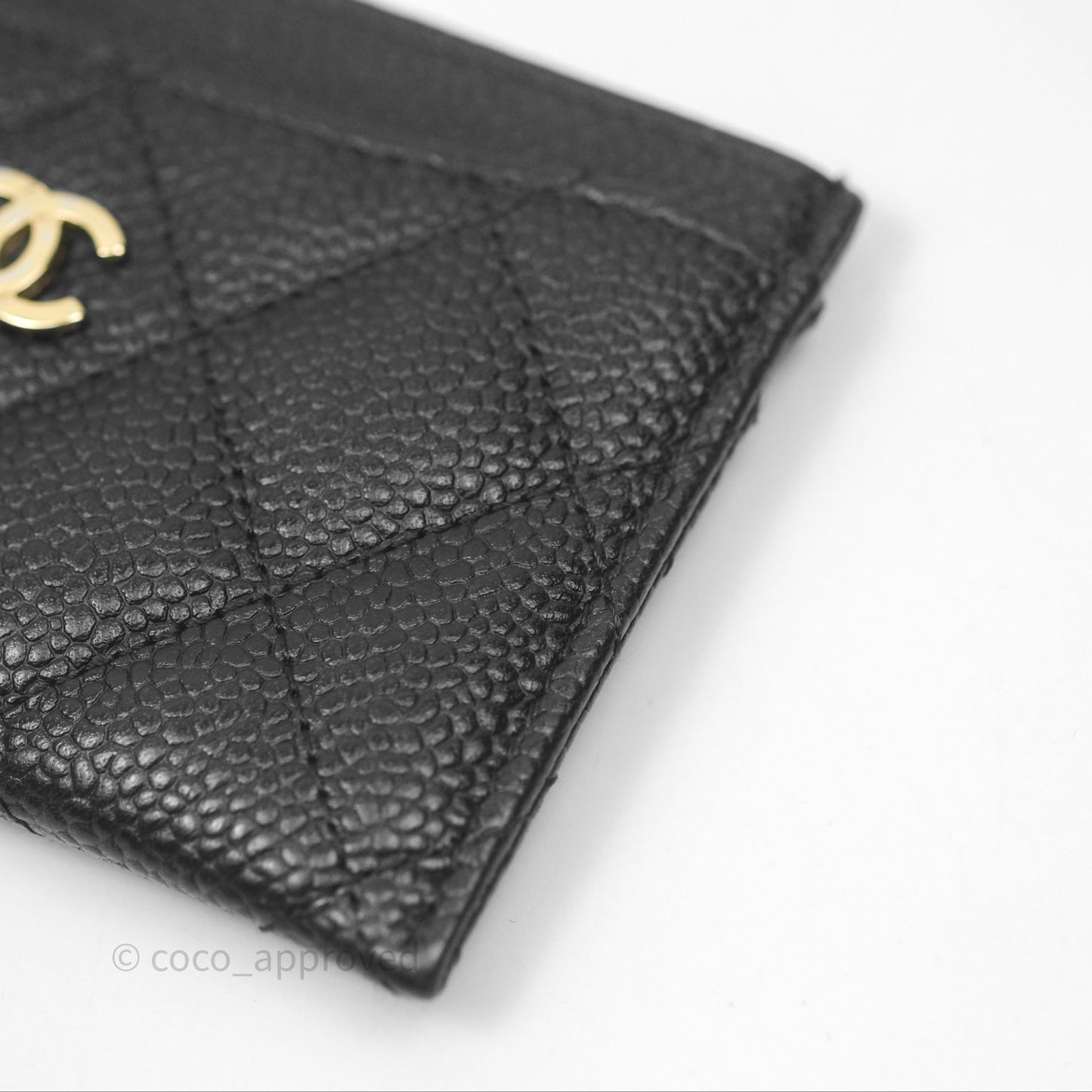 Chanel Classic Flat Card Holder Black Caviar Gold Hardware