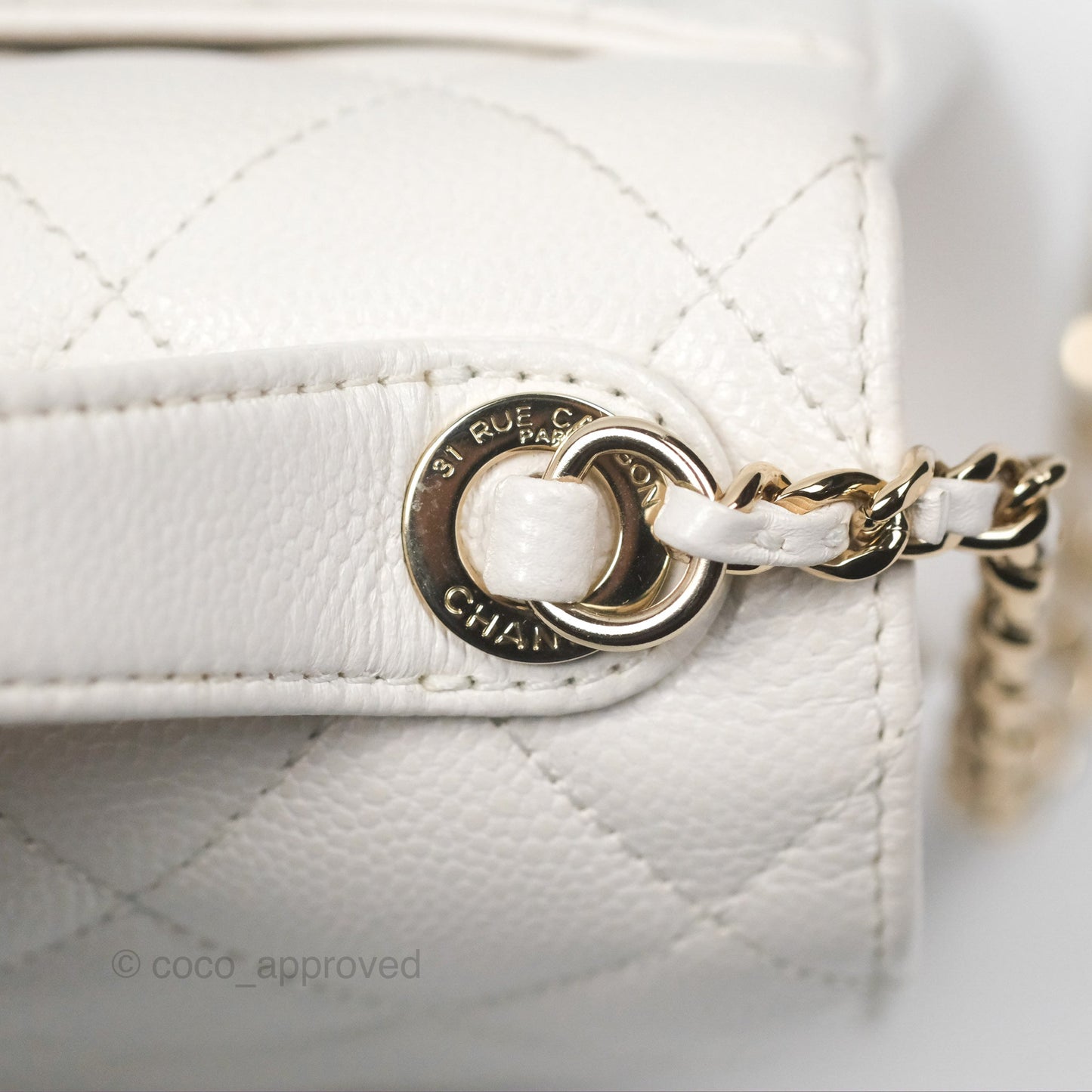 Chanel Quilted Small Business Affinity Flap White Caviar Gold Hardware