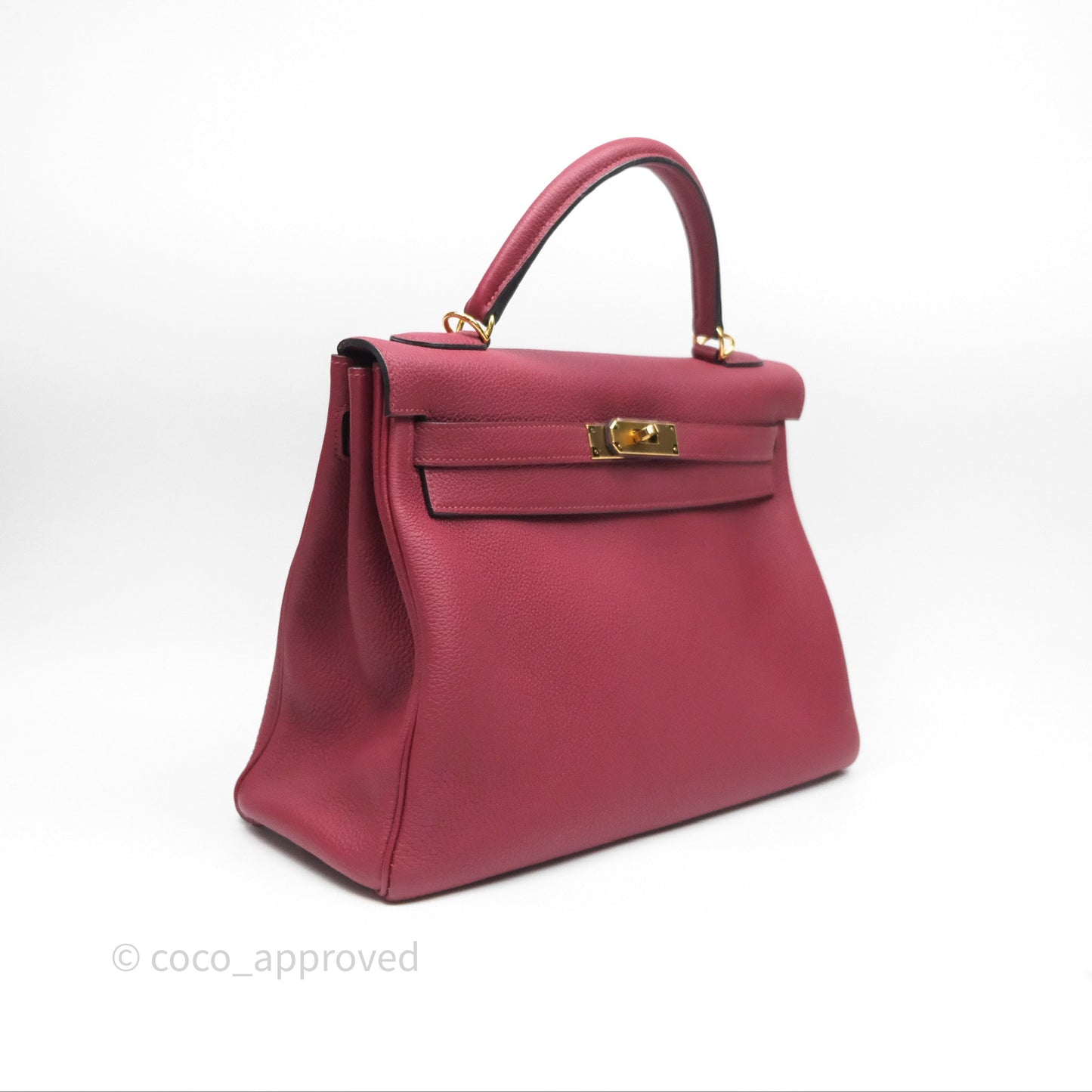 Hermès Kelly 32 Retourne Rouge Grenat K1 Togo Gold Hardware
