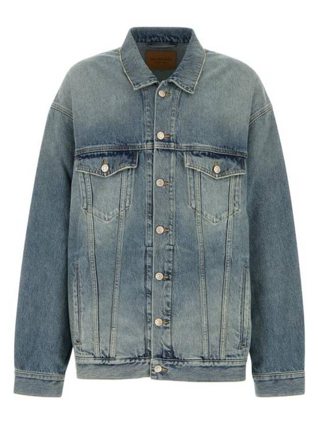 Luxury Balenciaga Oversized Fit Denim Jacket Blue