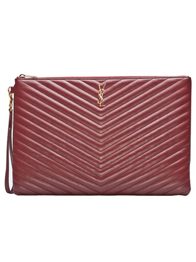 Luxury Saint Laurent Matelasse Leather Document Holder Wine