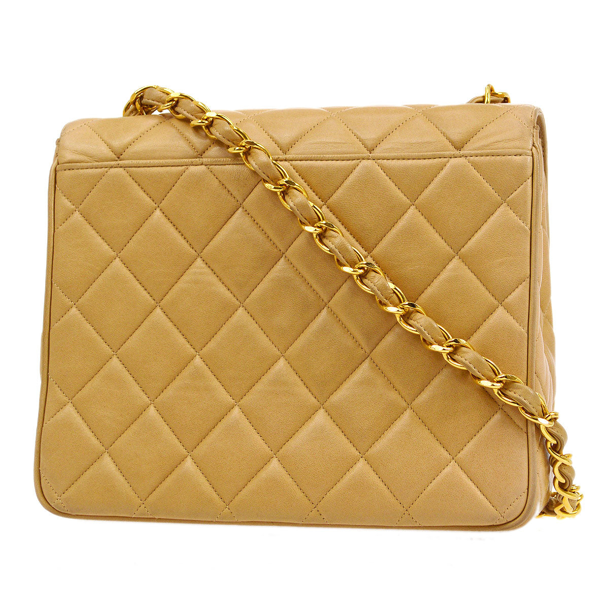 Luxury Chanel 1994-1996 Beige Lambskin Straight Flap Medium