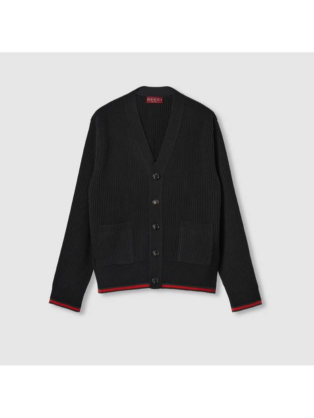Luxury Gucci Trending 2025 Wool Cashmere Rib Knit Cardigan Black