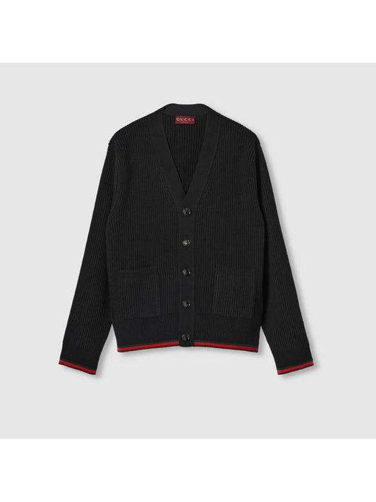 Luxury Gucci Trending 2025 Wool Cashmere Rib Knit Cardigan Black