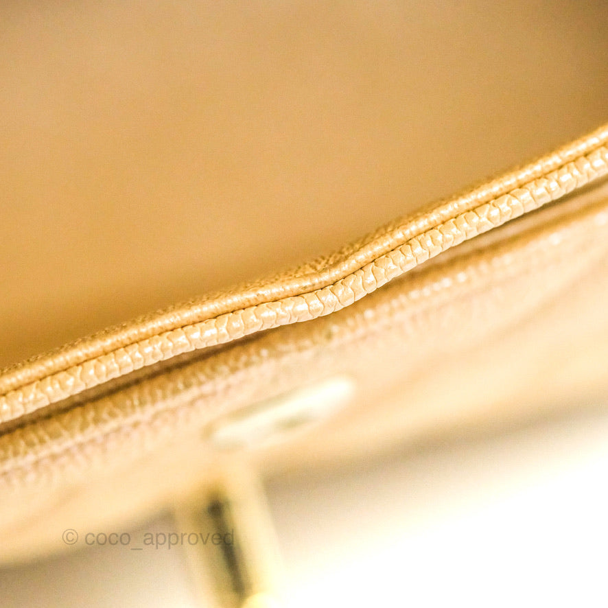 Chanel Classic Small S/M Flap Iridescent Beige Caviar Gold Hardware 19S