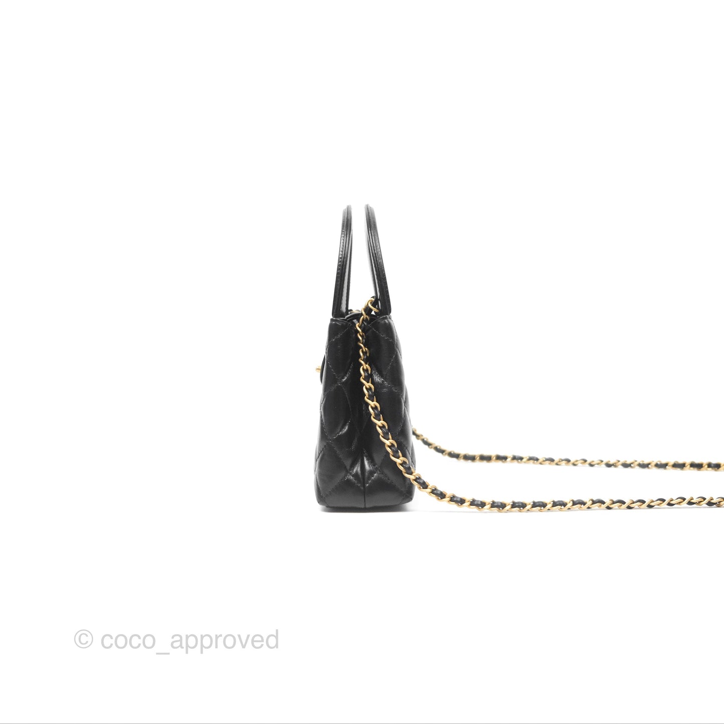 Chanel Kelly Bag Quilted Black Shiny Calfskin Aged Gold Hardware