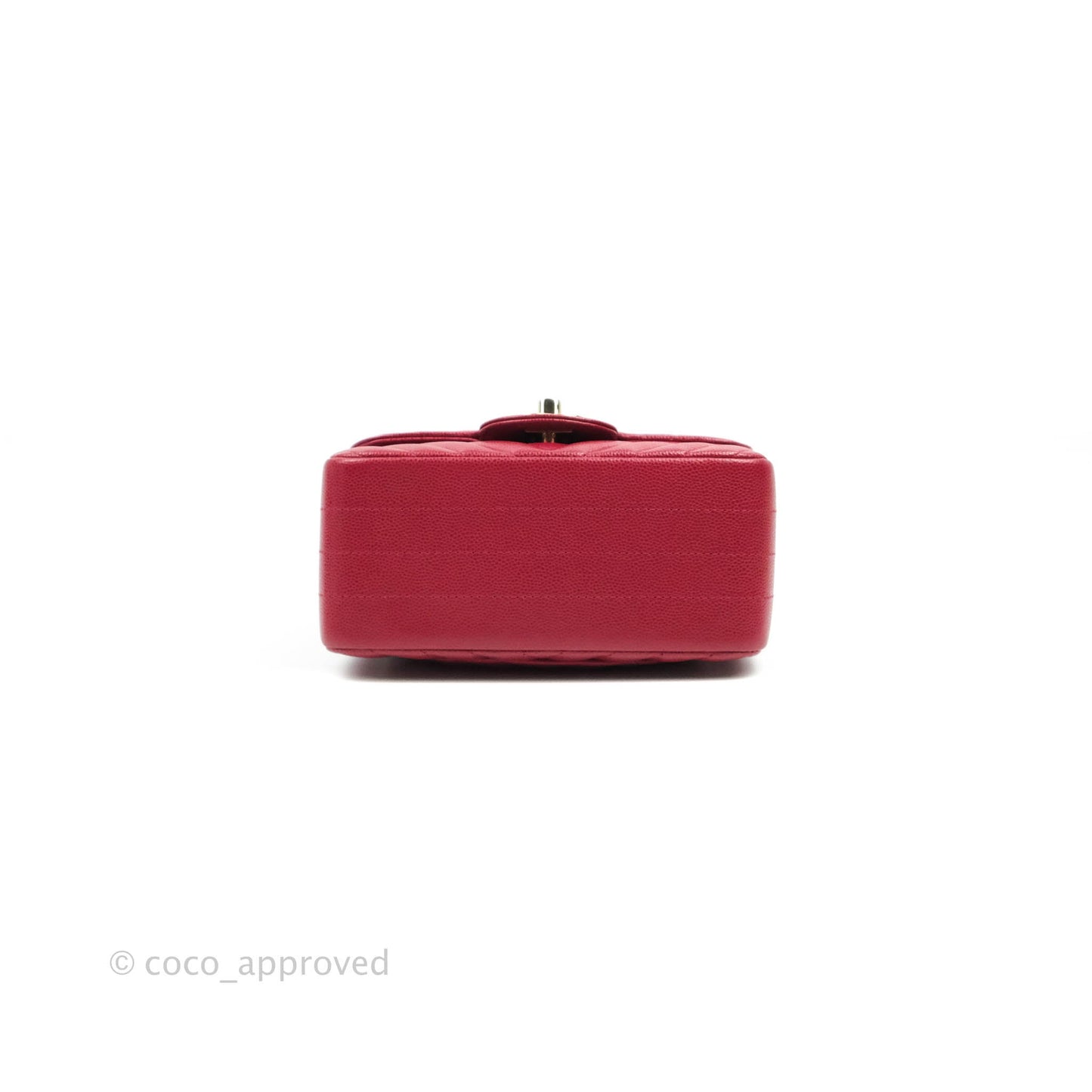 Chanel Mini Square Chevron Rosy Red Caviar Gold Hardware 18B