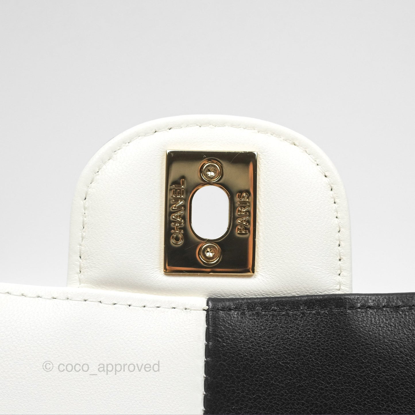 Chanel Medium Flap Black & White Lambskin Gold Hardware