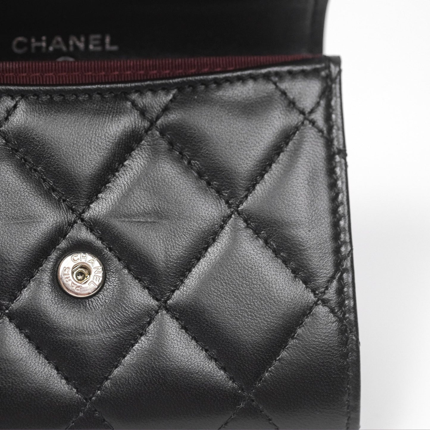 Chanel Classic Flap Coin Purse Black Lambskin Silver Hardware
