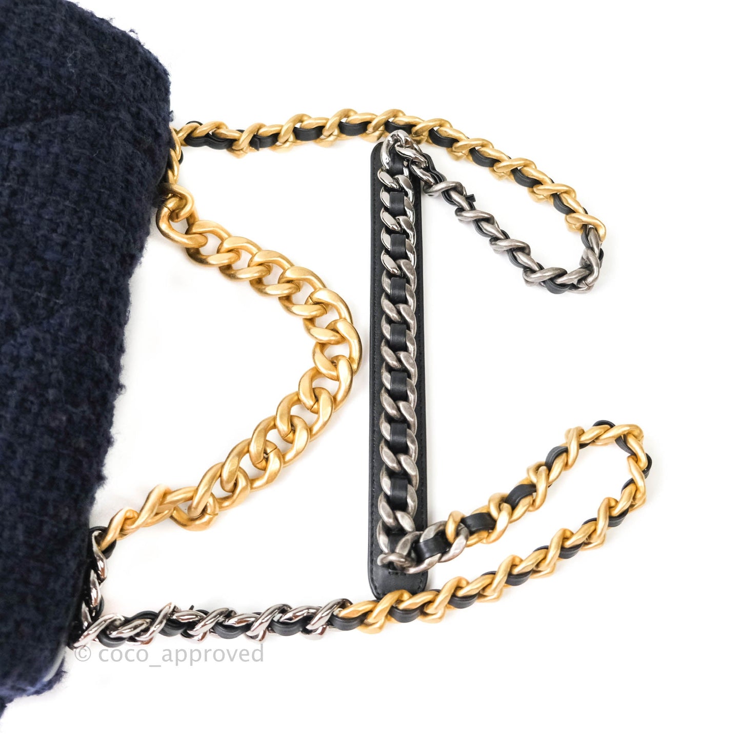Chanel 19 Medium Tweed Navy Mixed Hardware