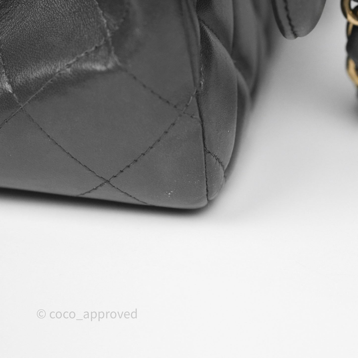 Chanel Jumbo Double Flap Dark Grey Lambskin Brushed Gold Hardware⁣⁣