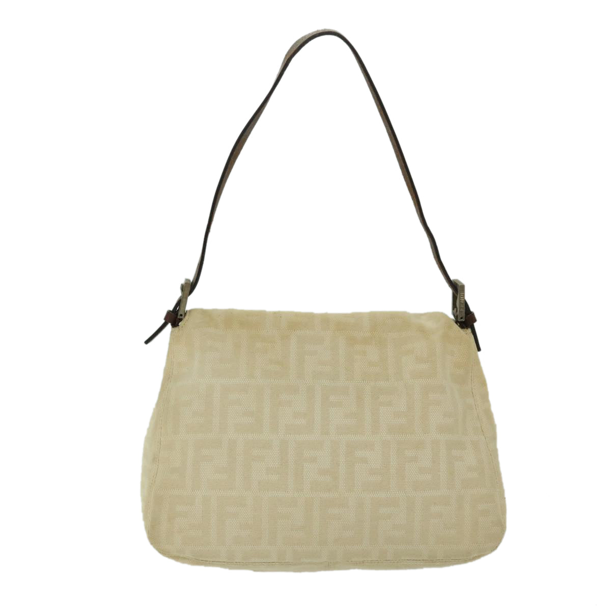 Luxury FendiZucca Canvas Mamma Baguette Shoulder Bag Beige68065