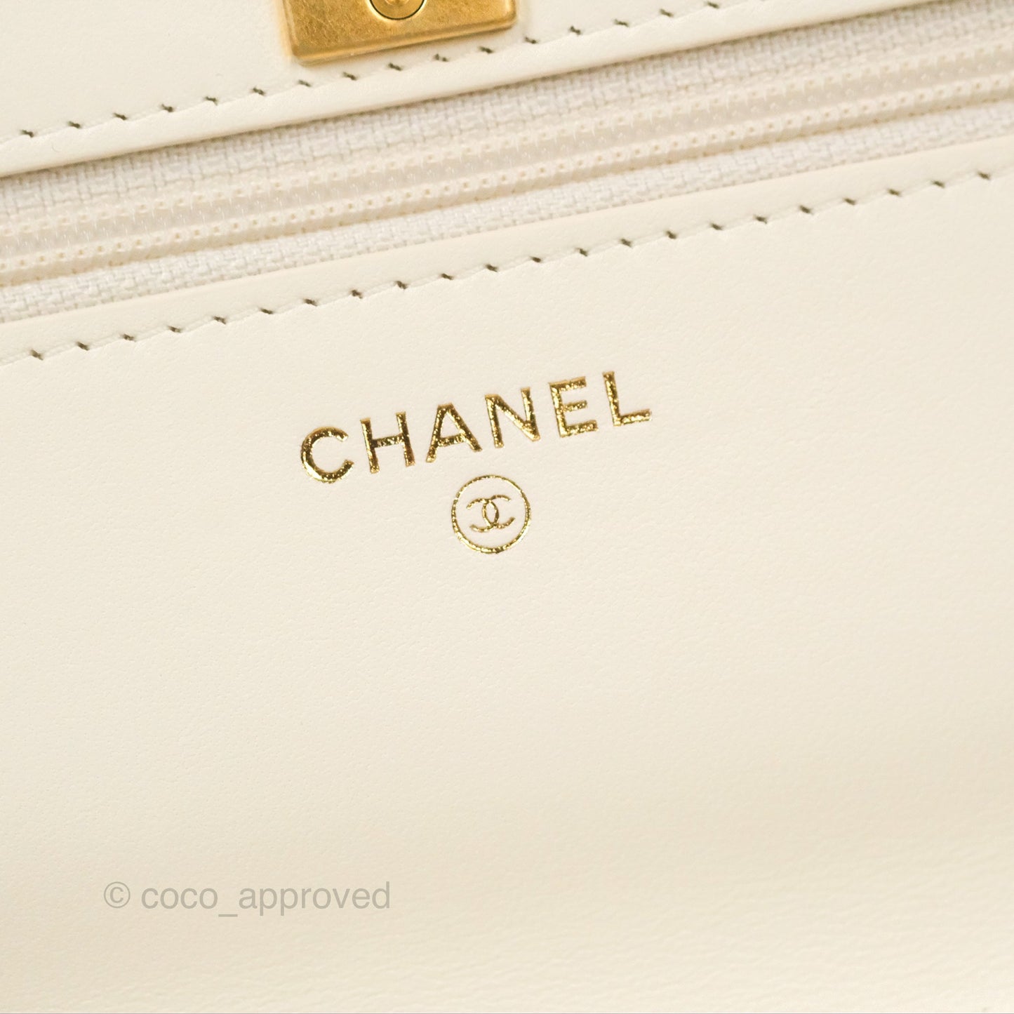 Chanel Quilted Pearl Crush Wallet on Chain WOC White Lambskin Aged Gold Hardware