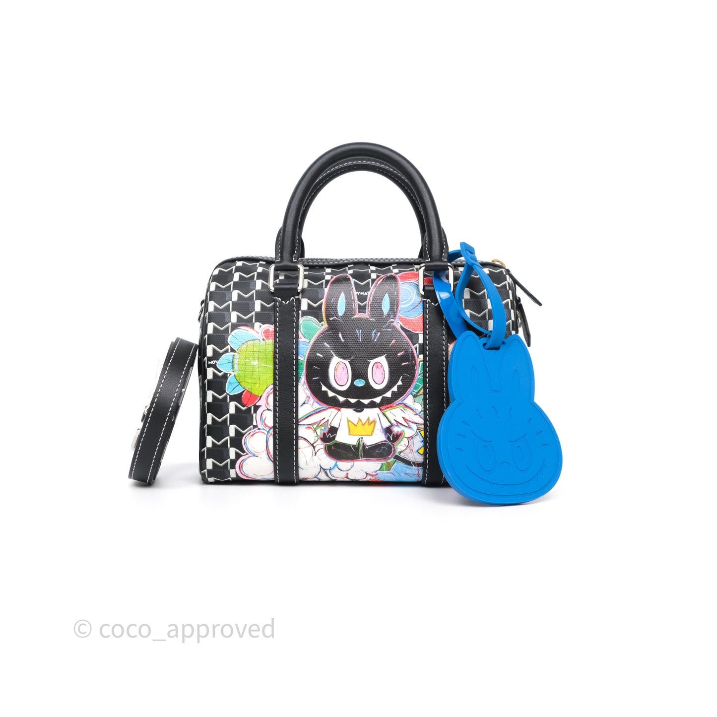 Moynat X Kasing Lung 48H Mini M Labubu Bag Black Canvas Sliver Hardware
